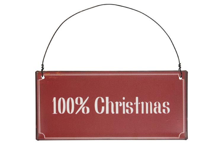 tabliczka metalowa 100% christmas - ib laursen
