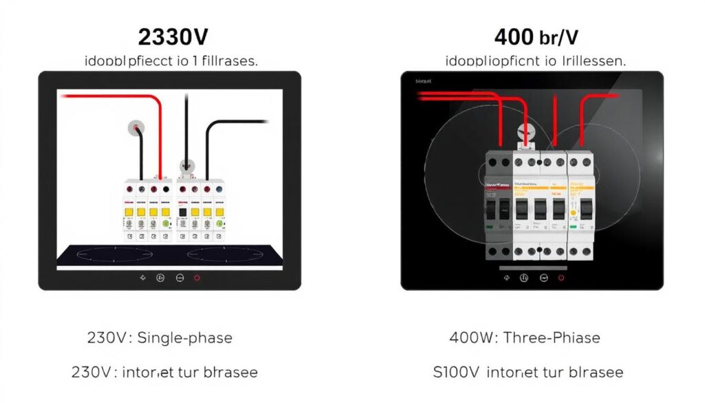 Porównanie instalacji elektrycznej 230V i 400V dla płyty indukcyjnej Porównanie instalacji elektrycznej 230V i 400V dla płyty indukcyjnej