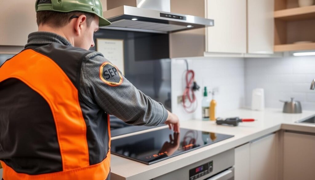 Profesjonalny elektryk z uprawnieniami SEP podłączający płytę indukcyjną - podłączenie płyty indukcyjnej cena Profesjonalny elektryk z uprawnieniami SEP podłączający płytę indukcyjną - podłączenie płyty indukcyjnej cena