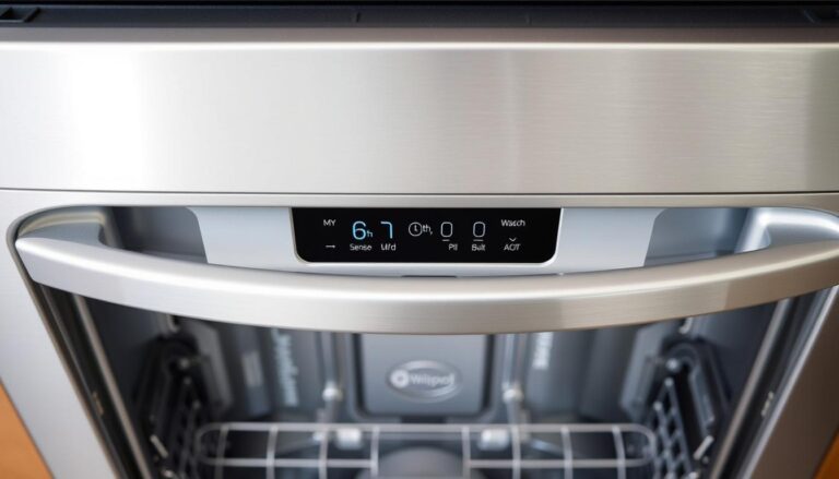 Zmywarka Whirlpool z widocznym panelem sterowania i technologią 6th Sense